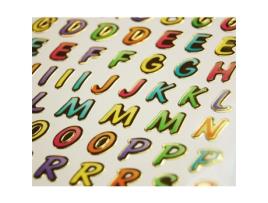 63 Adesivos Alfabeto Multicolorido Brilhante 1,8 Cm GLOBAL GIFT