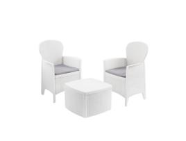 Conjunto Jardim 2 Poltronas Mesa 55X55 Cm Branco VEPHOME