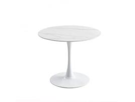 Mesa de Jantar Interla 1 Branca 90X75 Cm Padrão Mármore Sinterstein Sanule Fuo de Metal CASA VITAL