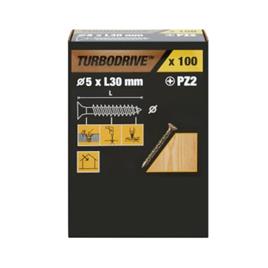 100 parafusos para madeira pozidriv premium 5 x 30 mm Turbodrive