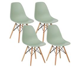 Conjunto de cadeiras de design moderno com pés de madeira de 4 ester