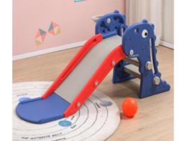 Escorrega Infantil Dobrável Degraus Antiderrapantes Capacidade Máx. 35Kg Azul Dino (Idade minima recomendada: 4 anos)