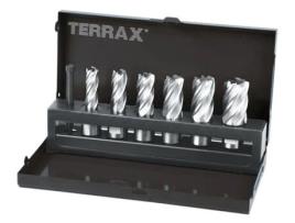 Terrax-A108820-Conjunto De 7 Brocas De Núcleo Com Haste Weldon De 19 Mm (6 Brocas De Núcleo + 1 Ejetor-Guia)