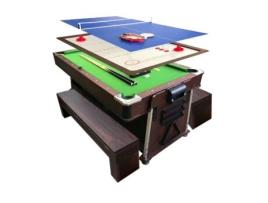 Mesa de Bilhar 7 Pés Multijogo Verde Air Hockey + Ping Pong - Stark com Bancos