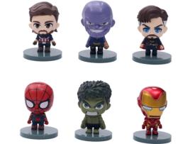 Figuras EASTVAPS Avengers Thanos Hulk Iron Man Spider-Man (6 Peças)