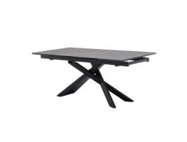 Mesa de Jantar Extensível Benio Cinza Escuro 180/260X90X76 Cm Tampo de Cerâmica e Vidro Pés de Metal 50 kg Máx. CASA VITAL
