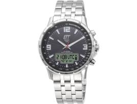 Relógio masculino prata aço inoxidável profissional controlado por rádio Egs-11551-21M ETT ECO TECH TIME