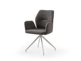 Sala de Jantar Mistile 62X61X50 Cm Acolchoado Braços Cinza Giratório 180 Pés de Metal CASA VITAL