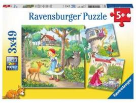 Puzzle RAVENSBURGER Rapunzel Little Red Riding Hood And The Frog Prince 49 Peças Desenhos Animados