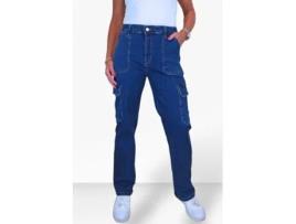 Calças de Mulher PAULO DUE Wide Leg Cargo Azul (46)