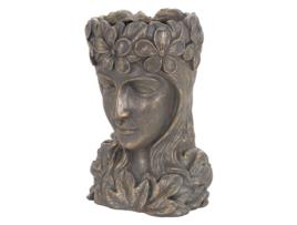 Planta Cabeça Mulher Pote 21X16X32 Cm Polyresin Bronze ML-DESIGN