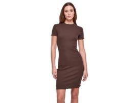 Vestido de Mulher URBAN CLASSICS Nervuras Castanho (XS)