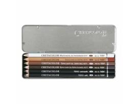 Defina 6 Lápis Gordurosos para Esboços Branco Sangue Sépia Clara Sépia Escura Tenente Extra Preto Terno BREVILLIER'S CRETACOLOR