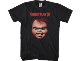 T-Shirt Unissexo DEEPSTONE Chucky'S Face Child'S Play 3 Preto Xxl