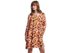Vestido de Mulher SUPERDRY Curto Costas Abertas Estampado Laranja (L)