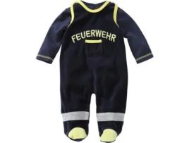 Macacão de Bebé PLAYSHOES Fire Brigade Veludo Azul (1 meses)