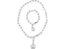 Conjunto de Colar e Pulseira URBAN CLASSICS Y Chain Peace Pendant