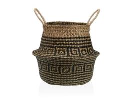 Cesta Decorativa Versa Preto Algas marinhas Ø 28 cm