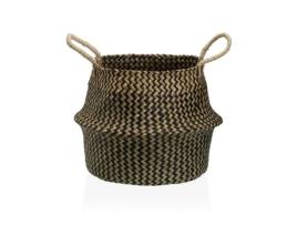 Cesta Decorativa Versa Preto Algas marinhas Ø 28 cm