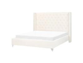 Cama de Casal Creme Lubbon BELIANI Veludo Branco (189x215x142)