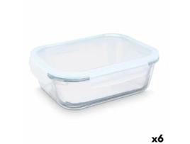 Lancheira Transparente Silicone Vidro de Borosilicato 2,2 L 27 x 9 x 22 cm (6 Unidades)