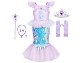 NNJXD Conjuntos de Fantasias de Cosplay de Sereia para Crianças 140 Cm