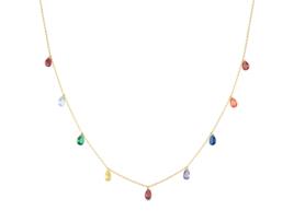 Colar Lukza de Silver 925 e Acabamento Multicolorido de Zirconita em Banho de Ouro Amarelo de 18 Quilates