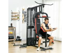 SPORTNOW Máquina Multi Estação de Musculação Ajustável com Placas de Peso de 45 kg