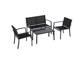 Adelaide Salão de Jardim de Design com Sofá 2 Poltronas Mesa de Centro com Prateleira de Vidro FRANKYSTAR