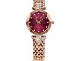 Relógio feminino ouro rosa aço inoxidável faceta strass J5.714.S JOWISSA