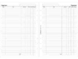 Recarga de Folhas FILOFAX  Despesas (Branco - Notas - 25 Folhas)