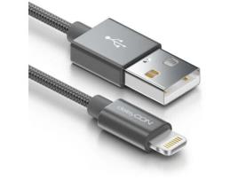 Cabo Telemóvel Usb Lightning DELEYCON Cinzento