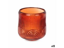 Castiçais Riscas Laranja Cristal 9 X 9,5 X 9 Cm 12 Unidades