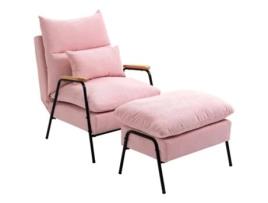 HOMCOM Poltrona Relax com Apoio para Os Pés Reclinável com Encosto Ajustável Estofada em Veludo