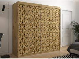 Roupeiro Hartford 284 MOVEIS.PT Deslizante Carvalho Artisan 200x200x62 cm