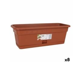 Floreira com Prato DEM Squares Retangular Castanho 50x20 cm 8 Unidades