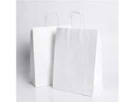 Pack 50 Sacos de Papel Kraft Branco com Asas 18X8X24Cm ESPIRITO REBELDE