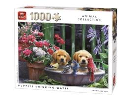 Puzzle KING Animal Collection Puppies Drinking 1000 Pcs 1000 Peças Fauna