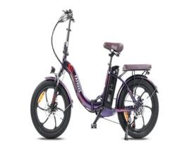 Bicicleta Elétrica FAFREES F20 Pro 250W 648Wh 80Km Autonomia Travões de Disco Roxo Deslumbrantee