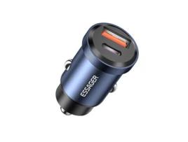 Carregador de Isqueiro com 1* Usb 1* Tipo-C de Carregamento Rápido Azul Essager By Goeik