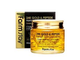 Farmstay 24K Gold & Peptídeo Creme ampola Ampola Face perfeita 80ml Gold & Peptides