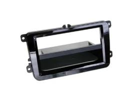 Placa Frontal de Rádio de Carro 2Din Compatível com Seat Skoda Vw Ap03 com Compartimento de Armazenamento Induction Qi Preto Brilhante