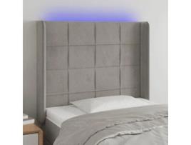  - Cama com Cabeceira Luzes Led Cinza CLICK AND BUY Veludo Cinzento (93x16x118)