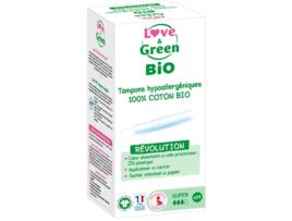 Almofadas Hipoalergênicas 100% Algodão Orgânico 14 Super Almofadas Com Aplicador LOVE & GREEN