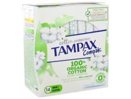 Proteção de Algodão Super 100% Algodão Orgânico 14 Discos TAMPAX