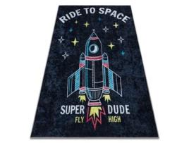 Junior 52069.801 Tapete Foguete Espacial para Crianças Antiderrapante Preto