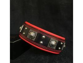 Coleira The Eros Preto-Vermelho BESTIA CUSTOM DOG GEAR L