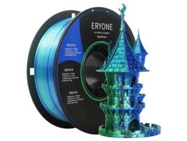 Filamento Pla de Seda de Duas Cores para Impressoras 3D ERYONE Tolerância de 1.75 Mm /- 0.03 Mm 1Kg 2.2Lbs/Carretel Azul e Verde