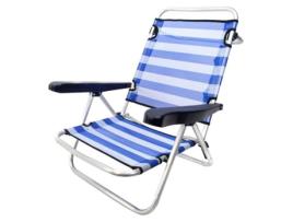 Cadeira JUINSA Cama Praia Alumínio 4 Posições Listras (Azul - 61 x 47 x 80 cm)