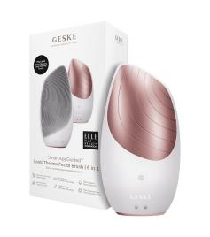 GESKE - Escova de Limpeza Facial e Massageadora Sonic Thermo 6 em 1 - Branco Rosa Ouro